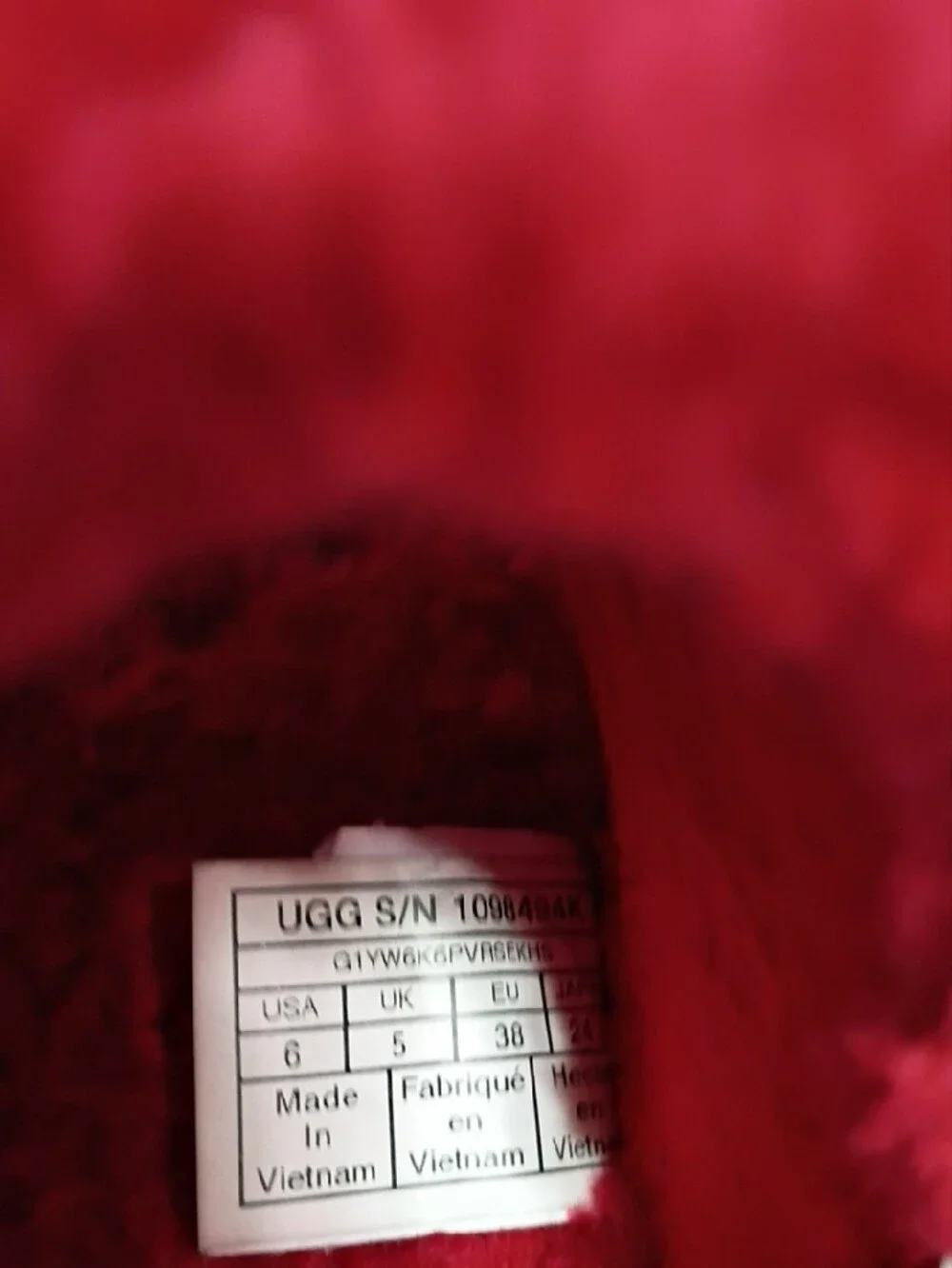 UGG Red Plush Slide Sandal with Branded Heel Strap
